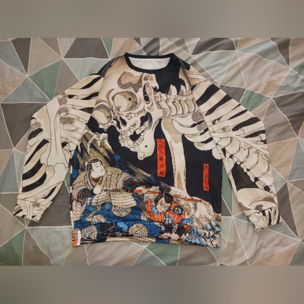 kuniyoshi Sweater Japanese street art skeleton tattoo style skateboard